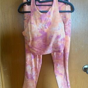 Athleta Pink and Orange Tie-Dye Leggings and top. Bundled together